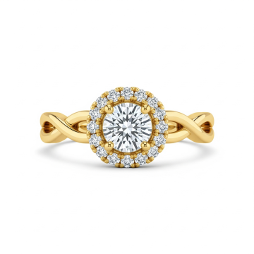 Twist Band Halo Engagement Ring